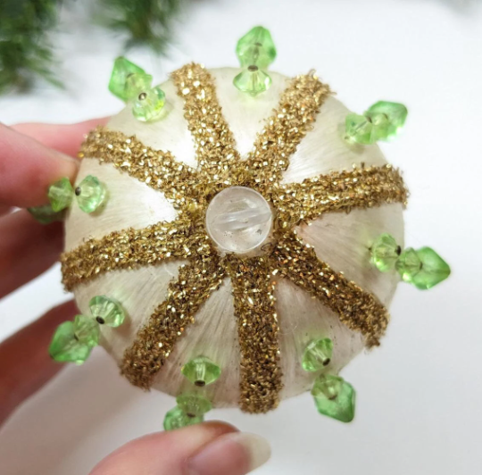 Vintage Beaded Pushpin Christmas Ornament
