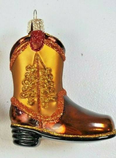Cowboy Boot Blown Glass Old World Christmas Ornament - Retired