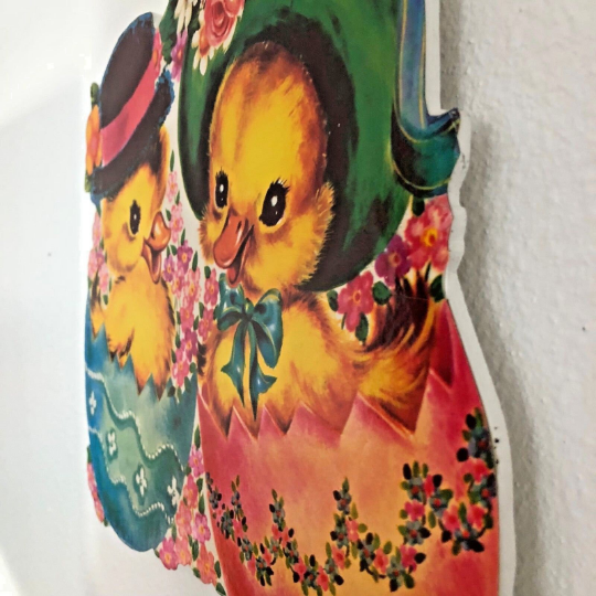 Hatching Easter Chicks Vintage Wooden Die Cut Easter Wall Hanging