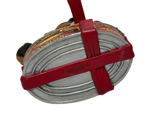 Lustre Fame Calico Cat on Salmon Tin - Christmas Traditions Ornament 1992