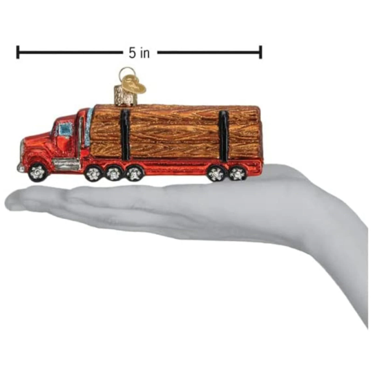 Red Logging Truck Retired Old World Christmas Glass Ornament