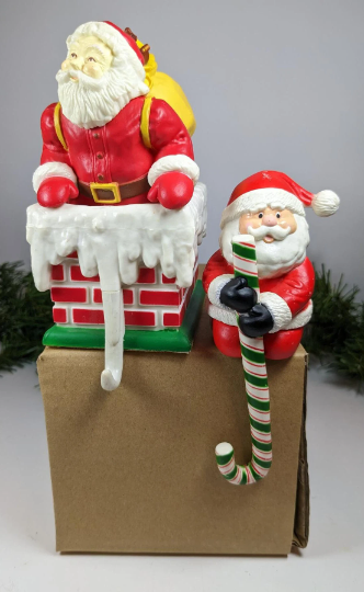 Vintage Santa Claus Hard Plastic Christmas Stocking Hanger