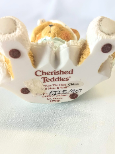 Vintage 1994 Cherished Teddies by Enesco Kiss The Hurt and Make it Well Bear Figurine