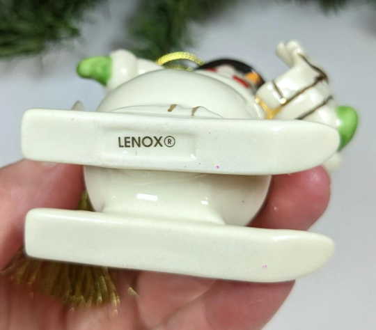 Lennox Skiing Snowman Christmas Ornament