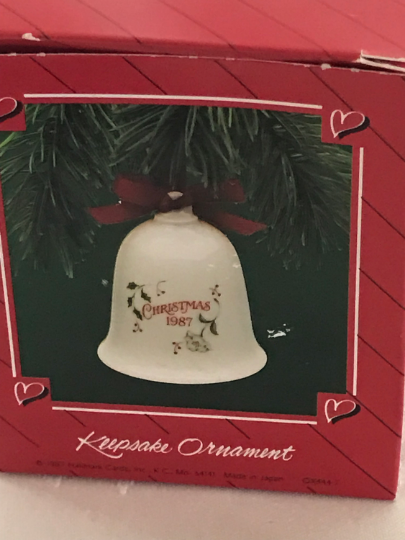 Porcelain 1987 Christmas Bell - Hallmark Keepsake Ornament 1987