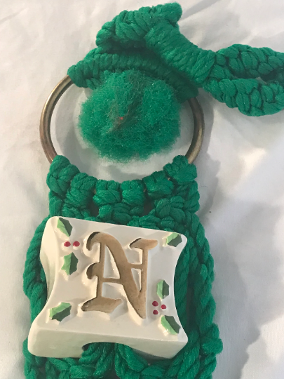 Vintage 1970's Christmas Macrame Noel Wall Hanging