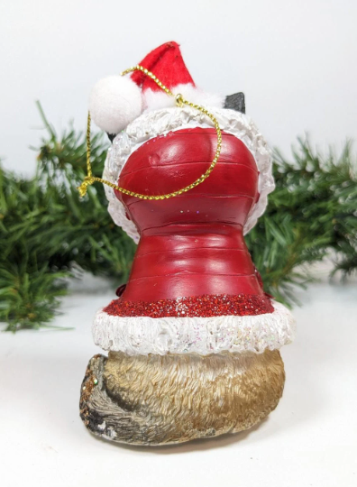 Santa Yorkie Dog Christmas Ornament