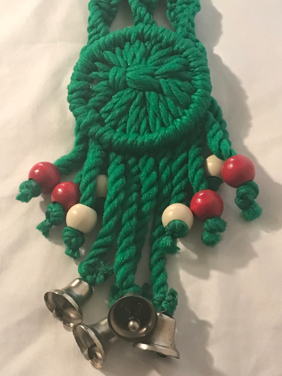 Vintage 1970's Christmas Macrame Noel Wall Hanging
