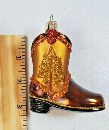 Cowboy Boot Blown Glass Old World Christmas Ornament - Retired