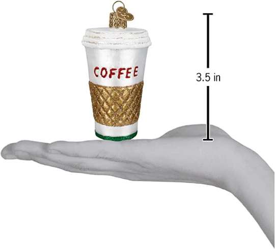 Coffee To Go Cup Old World Christmas Glass Ornament