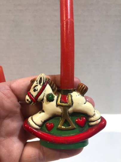 Vintage Rocking Horse Christmas Candle Holders