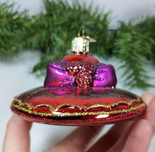 Fancy Red Hat Retired Old World Christmas Ornament