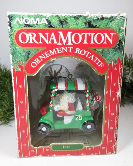 Vintage Rotating Noma 1989 Fore! Golfing Christmas Ornament