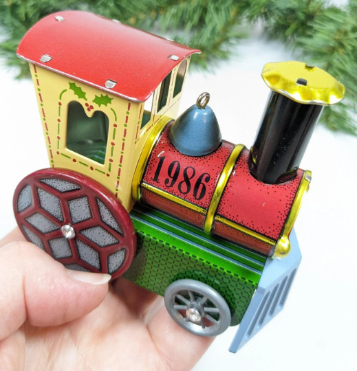 Vintage Tin Locomotive 1986 Christmas Ornament