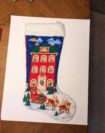 Large Quilted Vintage Christmas Stocking
