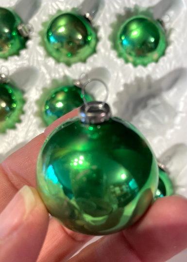 Vintage 1920 Light Emerald Green Christmas Ornaments
