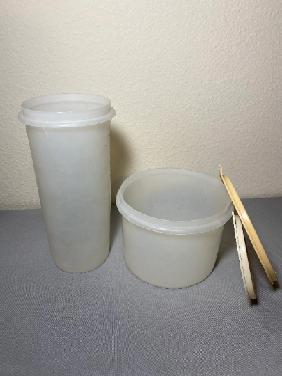 Vintage Tupperware Tall Slim and Short Wide Containers with Lids