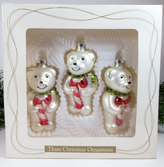 Polar Bear Candy Cane Christmas Ornaments