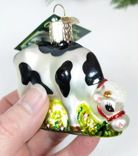 Grazing Cow Retired Old World Ornament