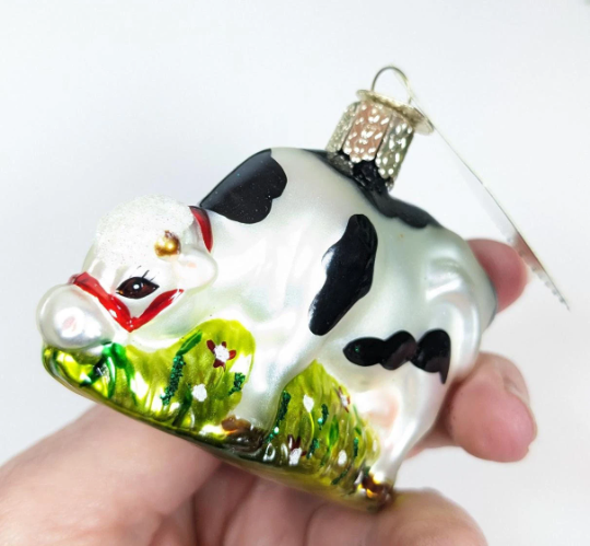 Grazing Cow Retired Old World Ornament