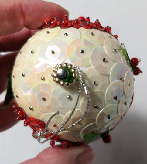 Vintage Beaded Pushpin Christmas Ornament
