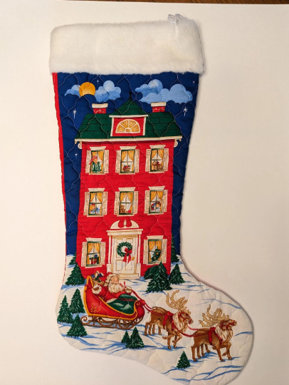 Large Quilted Vintage Christmas Stocking