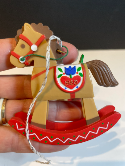 Vintage 1980 Hallmark Rocking Horse Christmas Ornaments