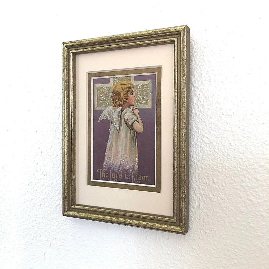 Vintage Framed 1908 "The Lord is Risen" Easter Card