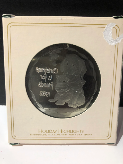 Vintage 1982 Hallmark Christmas is for Friends Acrylic Christmas Ornament