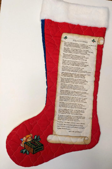 Large Quilted Vintage Christmas Stocking