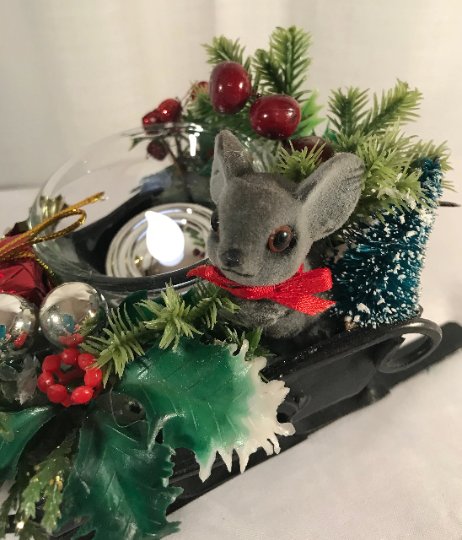 Reindeer Christmas Centerpiece with Candle