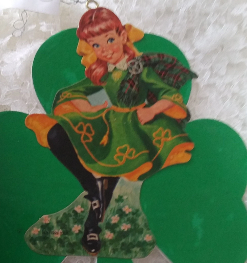 Vintage Saint Patrick's Day Wooden Die Cut Wall Hanging by Dennison - 1960's