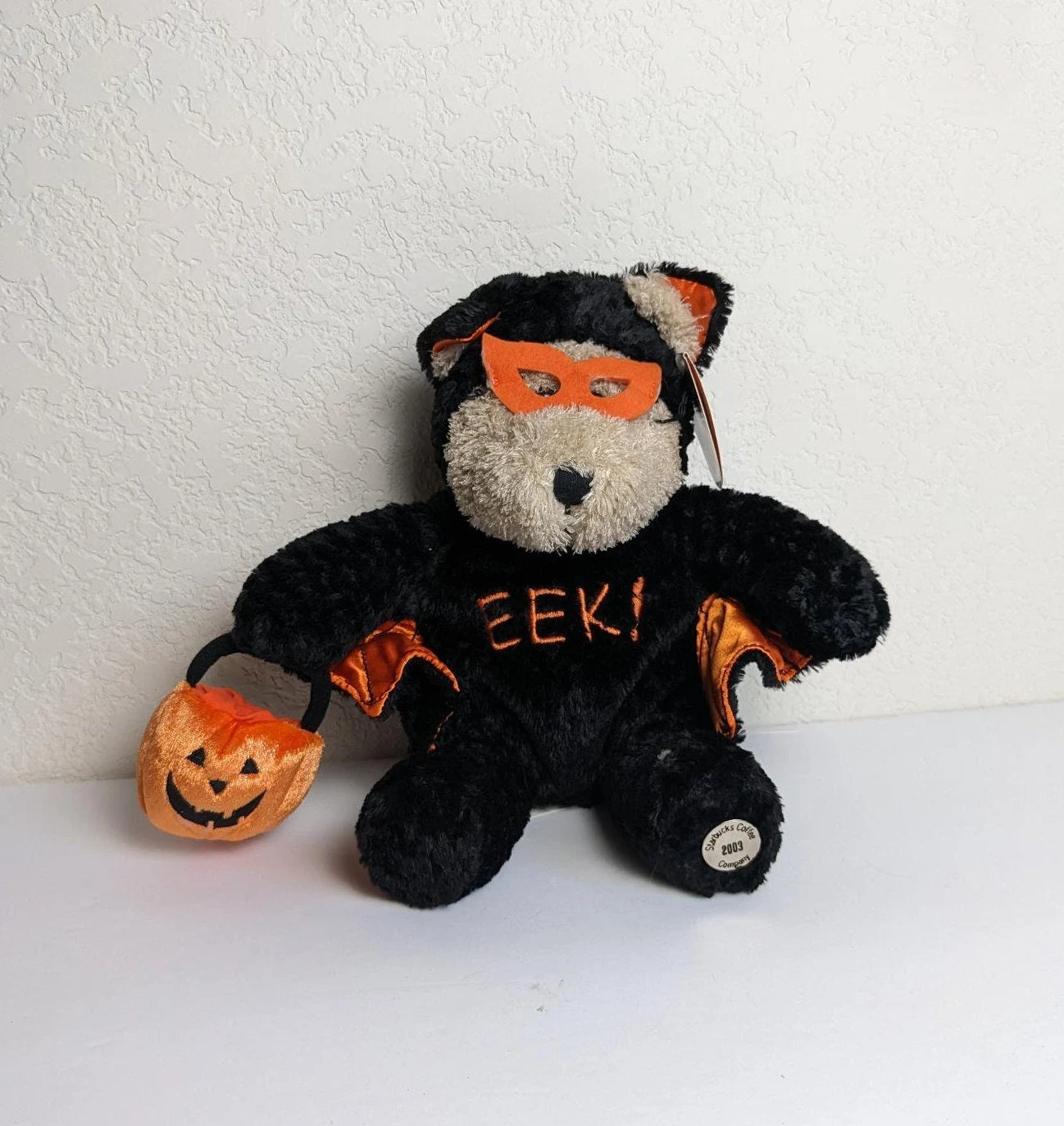 2003 Starbucks Halloween Bat EEK! Teddy Bear Stuffed Animal