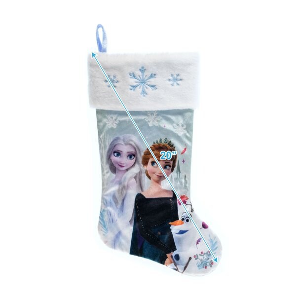 Disney Frozen Christmas Stocking / Anna, Elsa & Olaf / Baby Blue and Snowflakes / Felt Embossed Stocking