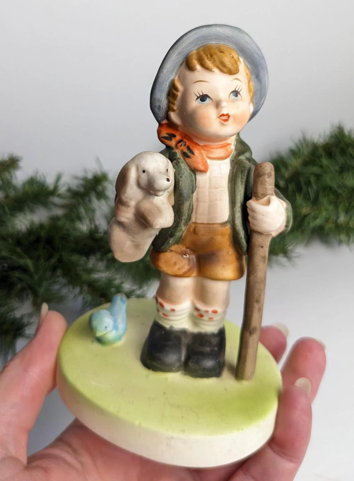 Girl with Goose and Boy with Dog Figurines