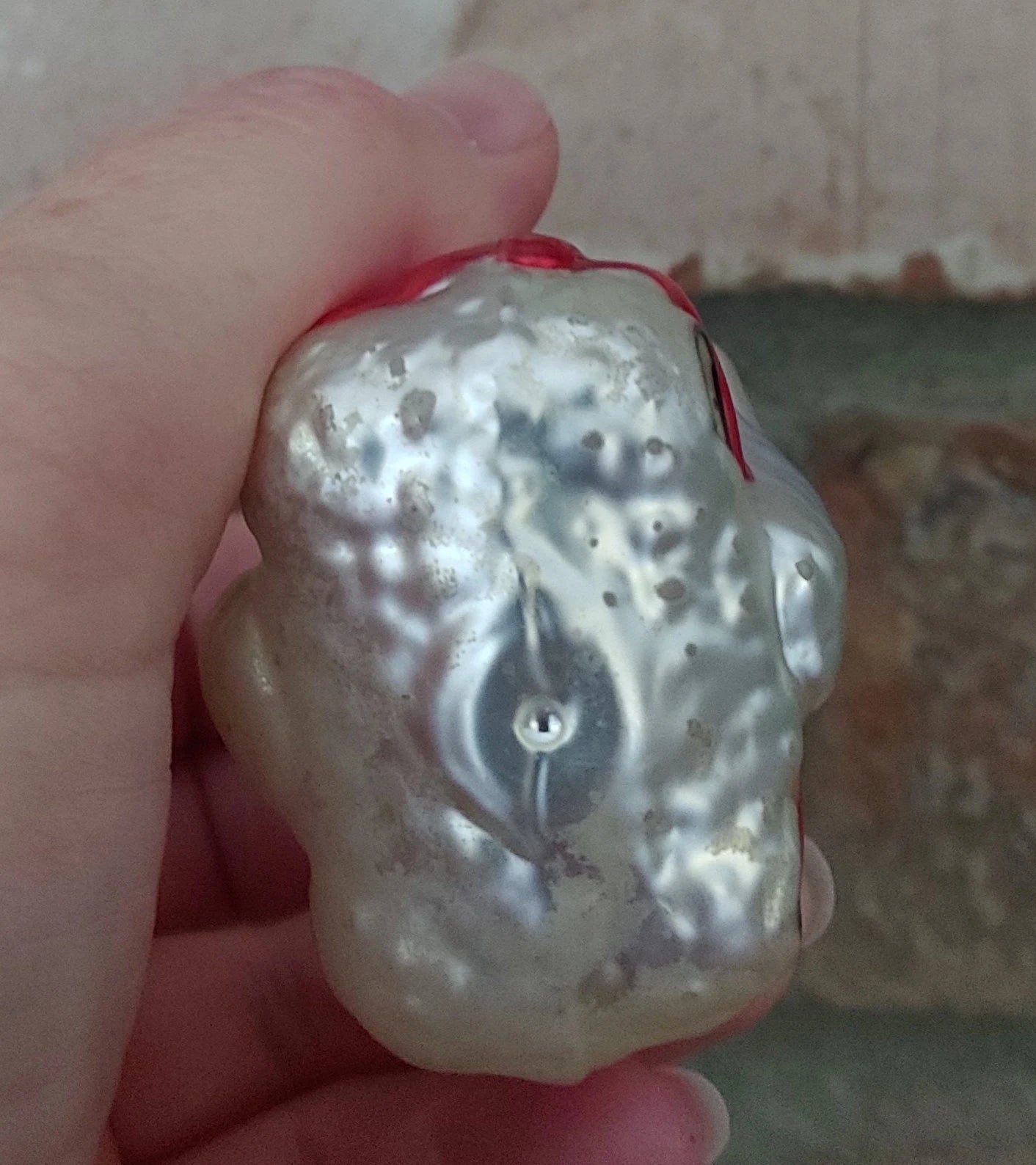 Vintage Inge Glas Santa in Car Christmas Ornament