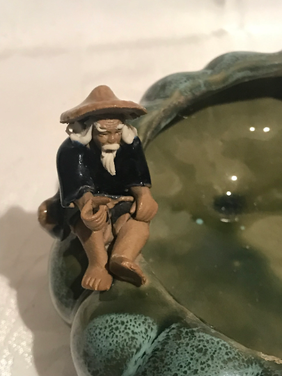 Majolica Mudman and Frog Bowl