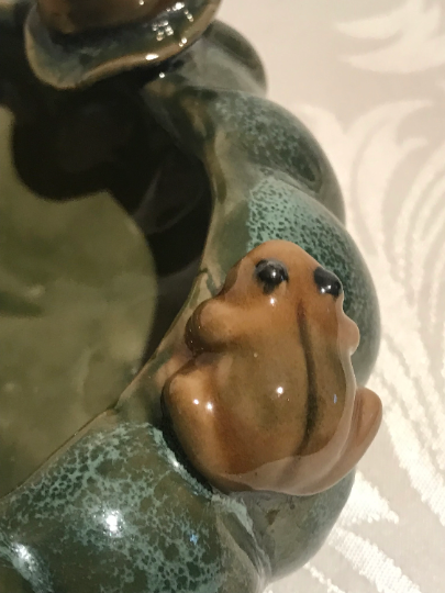 Majolica Mudman and Frog Bowl