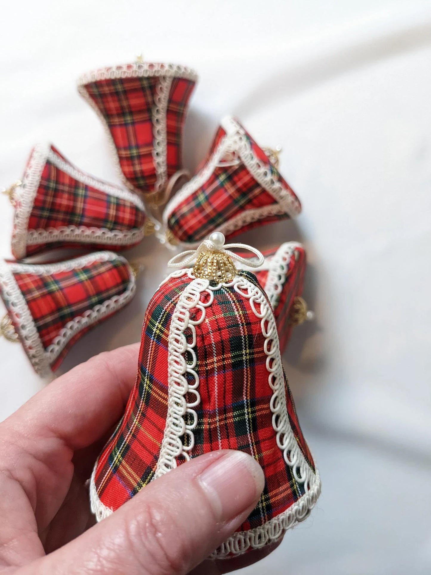 Plaid Bell Christmas Ornaments