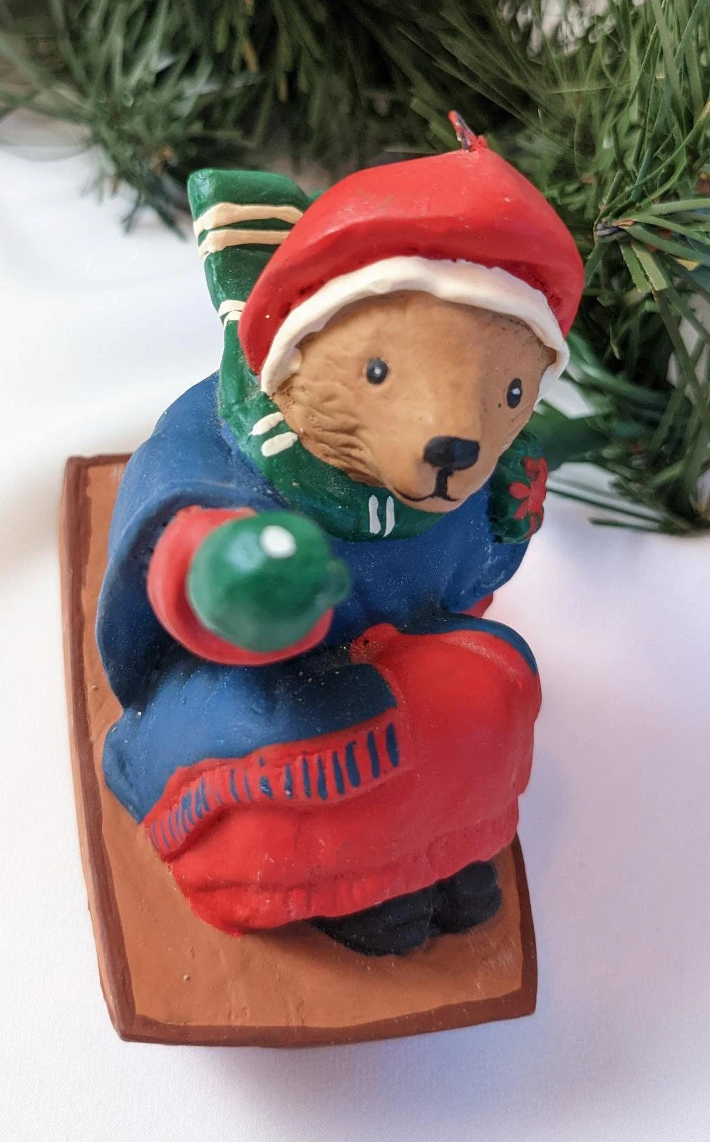 Toboggan Bear Christmas Ornament