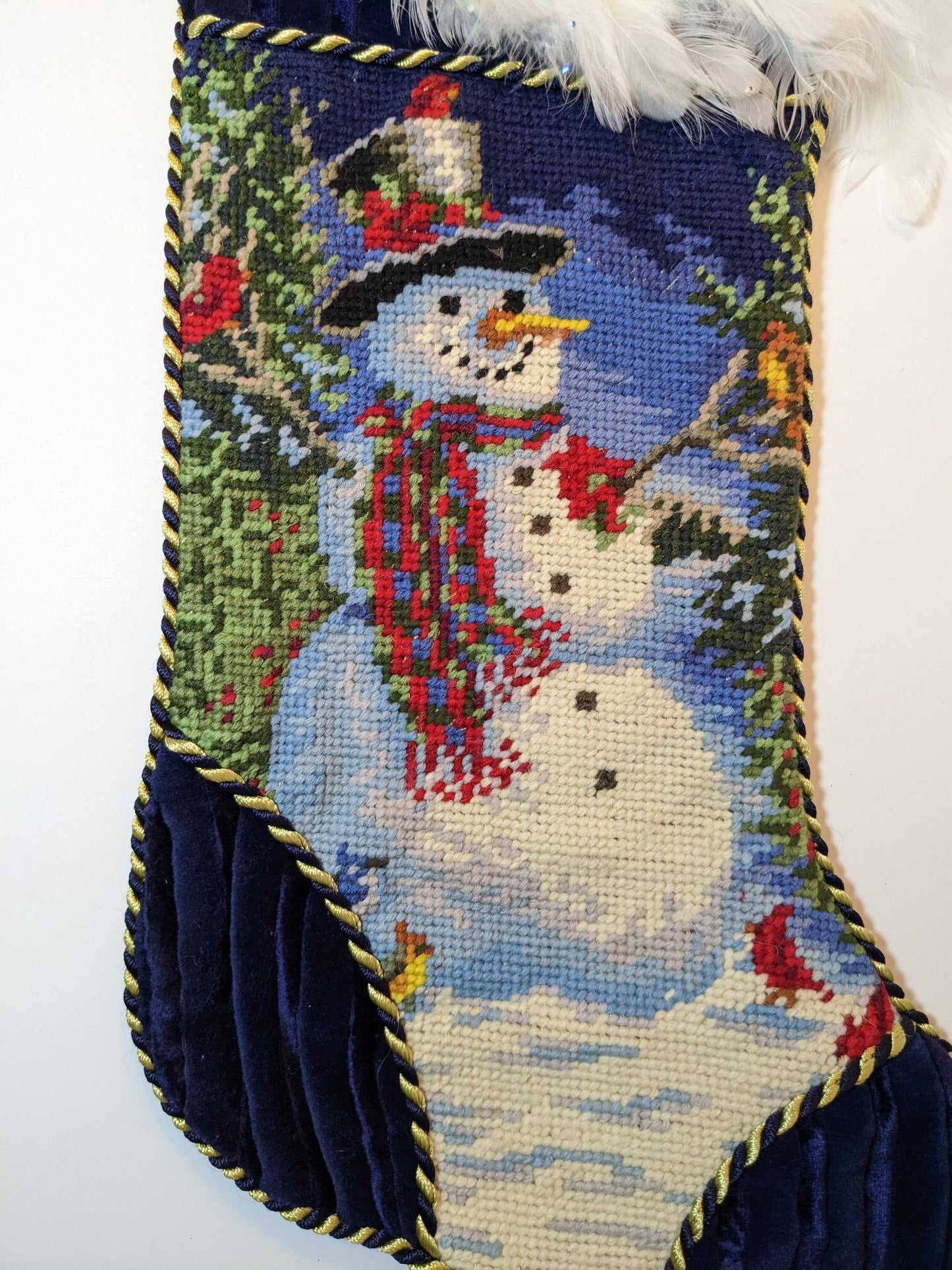 Needlepoint Snowman Christmas Stocking