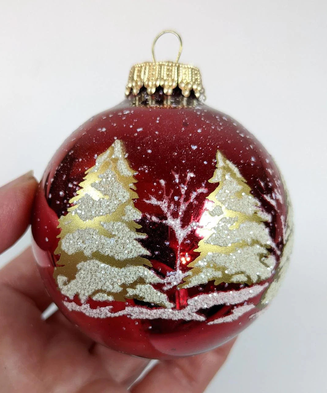 Vintage Krebs Red with Gold Tree Ornaments