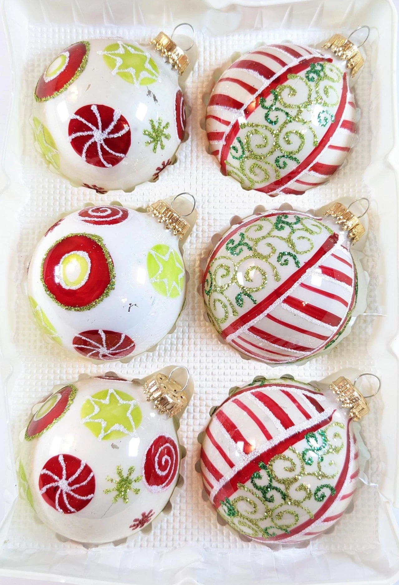 Vintage Krebs Red and White Candy Inspired Christmas Ornaments