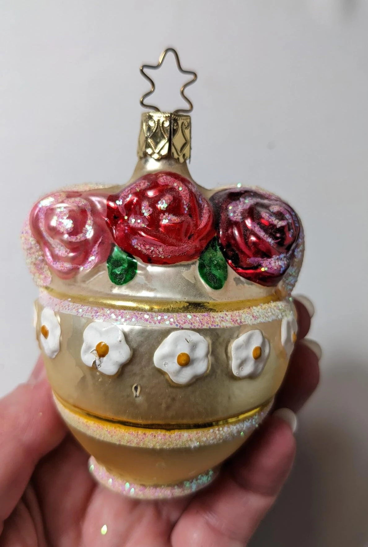 Flower Basket Inge Glas Retired Old World Christmas Ornament