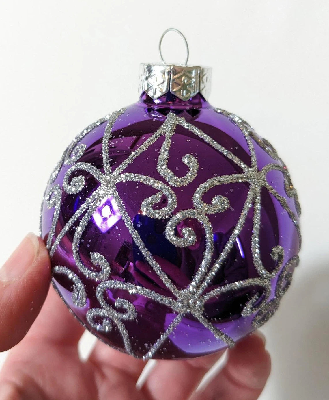 Purple Glass Christmas Ornament Set
