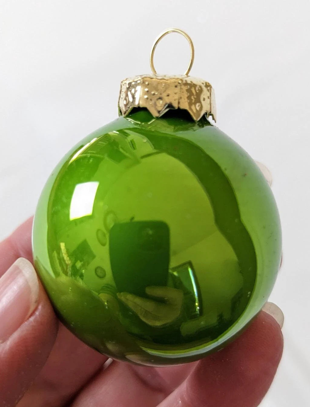 Vintage Set Of Small Green Glass Christmas Ornaments