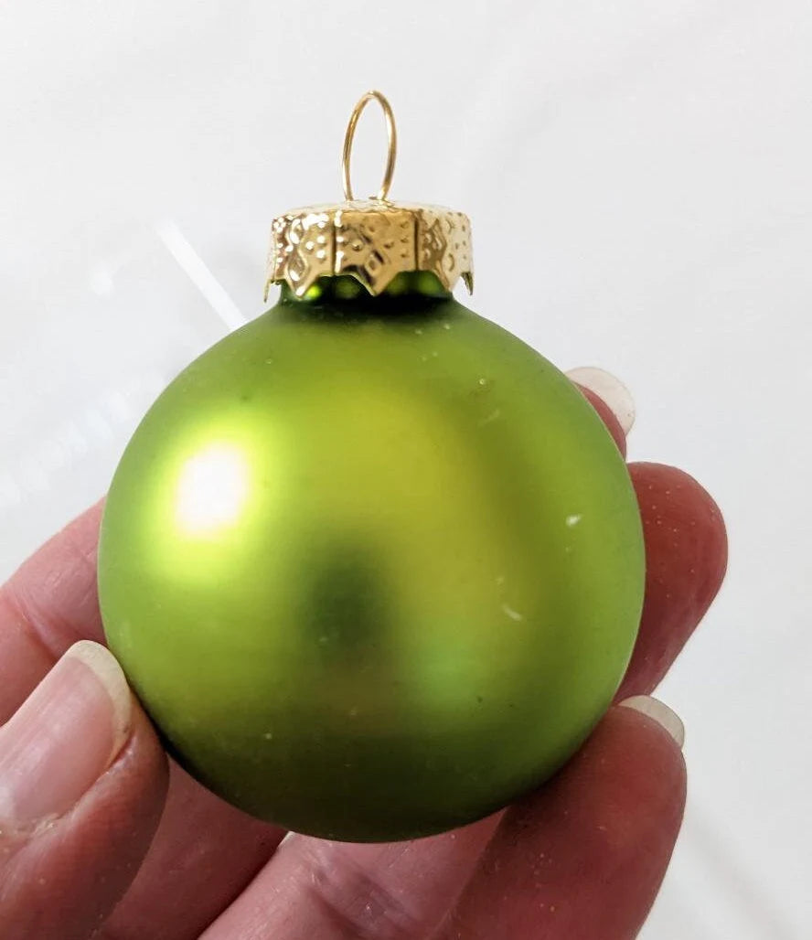 Vintage Set Of Small Green Glass Christmas Ornaments