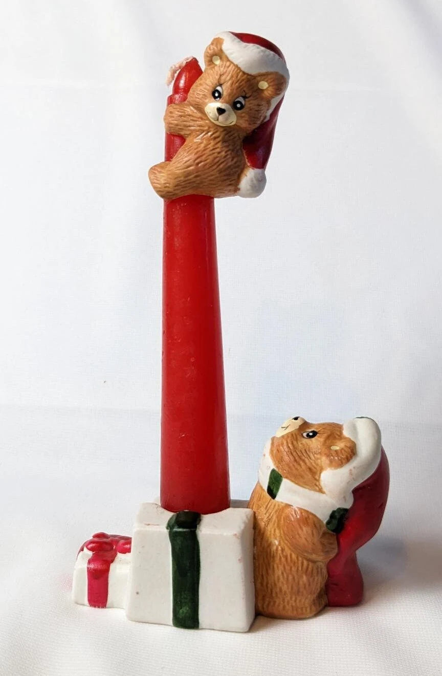 Vintage Giftco Christmas Bears Holiday Candle Climbers