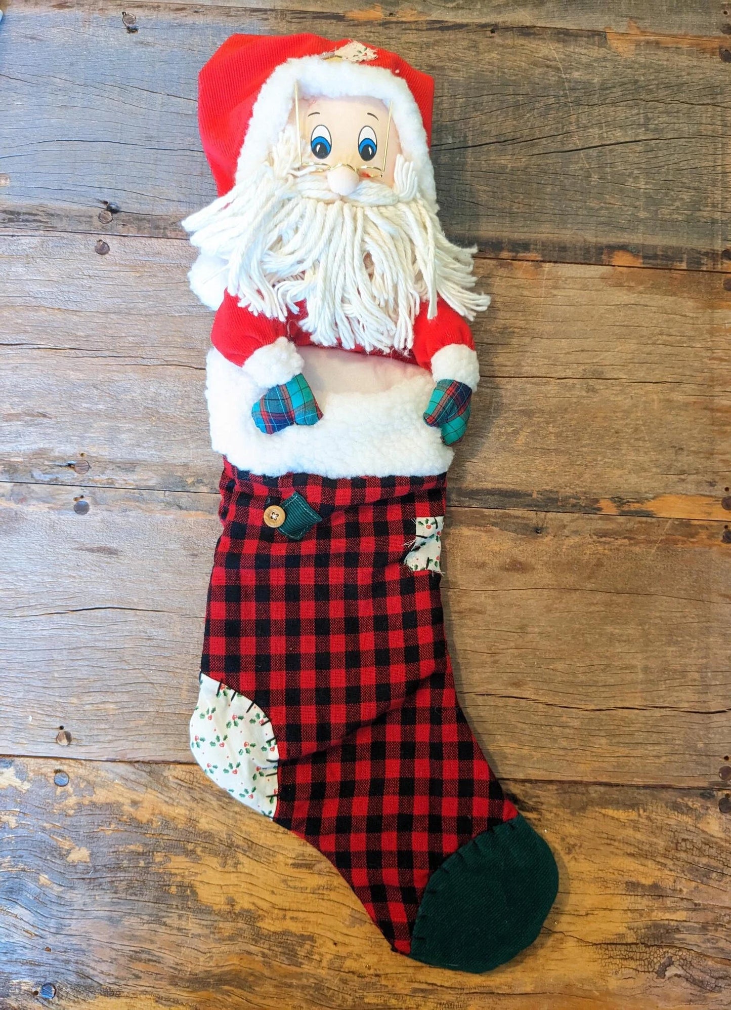 Large Vintage Santa Claus Christmas Stocking