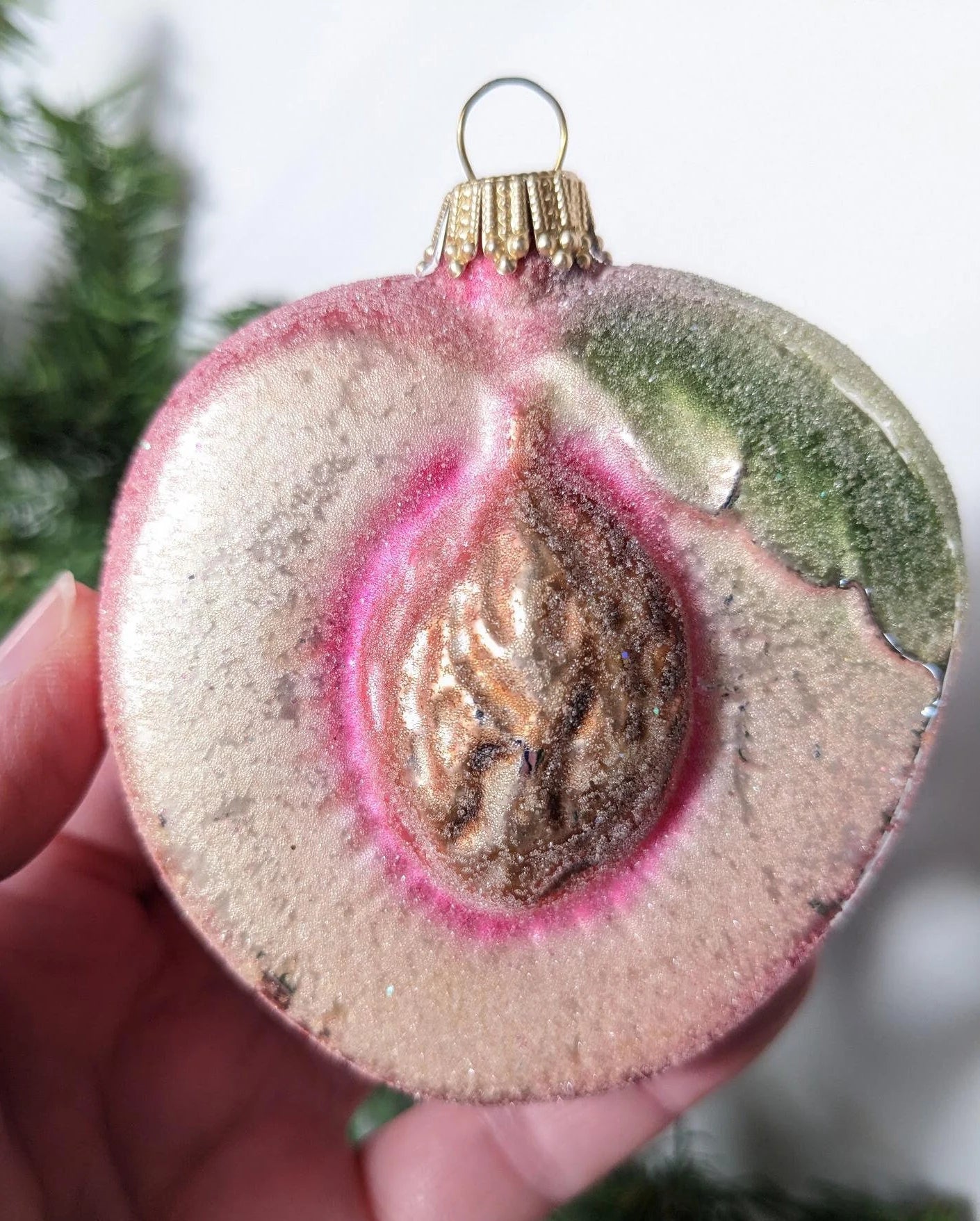 Vintage Glass Plum Christmas Ornament